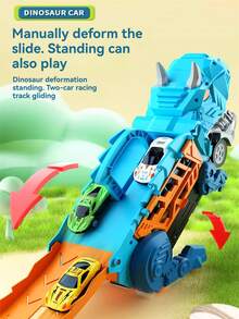 3-In-1 Dinosaur Transformation Swallowing Triceratops Engineering Transport Vehicle, Indoor/Outdoor, Foldable Storage, Track Sliding, Parent-Child Interaction, Educational Toy For 3-12 Years Old Boys And Girls, Christmas Gift (Model And Color Random) - Multicolor - View 2