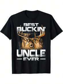 Best Buckin' Uncle Ever Shirt Deer Hunting Bucking Father T-Shirt Black Casual Short Sleeve Men's Sport T-Shirt 220g - Black - View 8