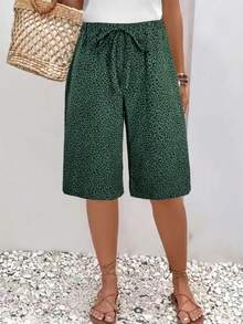 女士休闲宽松抽绳裤，梭织面料沙滩裤，适合所有季节