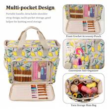 1pc Crochet Yarn Storage Bag, Portable Shoulder Handbag For Sewing Tools, Various Printed Patterns Available, Suitable For Storing Yarn, Crochet Hooks, DIY Accessories, Great Gift For Wife, Mother, Children