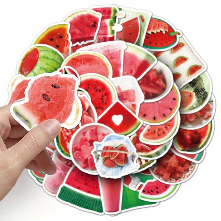 50 pièces Autocollants pastèque Décoration pastèque Accessoires pastèque Fête de la pastèque Autocollants vinyle imperméables rétro vintage pour ordinateur portable, téléphone, voiture, planche à roulettes, bouteilles d'eau, scrapbooking, journalisation informatique