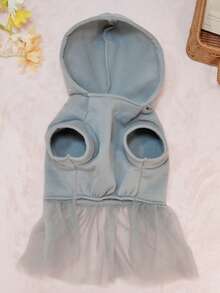 Pet Hooded Mesh Sweatshirt Dress, Outerwear For Small Cats, Small Dogs, Poodle, Bichon Frise