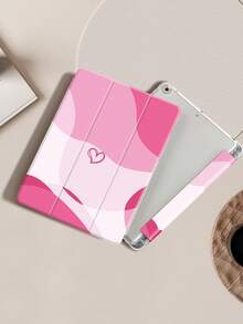 Heart-Shaped Color Block IPad Protective Case, Compatible With IPad (A16) 11th Generation (11-Inch, 2025 Model) And IPad 10th Generation (10.9-Inch, 2022 Model), With Pencil Slot, Tri-Fold Stand, Auto Wake/Sleep Function, Ideal Gift For Back To School, Valentine's Day, And Holidays - Multicolor - View 2