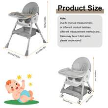 Baby High Chair 3 In 1 Highchair Adjustable Height 3 Positions Rocking Seat Convertible High-Chair Portable RockingChair Foldable Baby Dining Chair With Removable Tray Grey - Grey - View 3