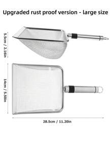 Cat Litter Scoop Stainless Steel Mesh Scooper Long Handle Deep Shovel Non-Stick Coated Metal Litter Scoop For Litter Box Kitten Pooper Lifter