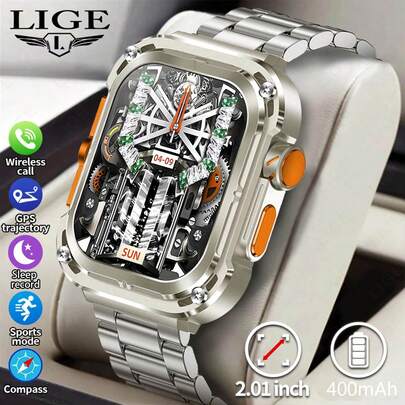 ESFOE 新款智能手表，配备 2.01 英寸高清屏幕、智能语音通话、天气预报、多种运动模式、闹钟提醒、计时多功能男女手表