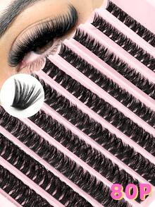200PCS DIY Eyelash Extensions, D Curl Clusters Lashes,6-15mm Wispy Individual Eyelashes Extensions ,Natural Length,Wispy Thick Cluster Lashe,Thick And Voluminous,Segmented Eyelash ,DIY At Home - D - 查看 2