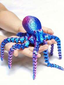 3D Printed Flexible Octopus, Laser Octopus Colorful Soft Creature, Freely Movable Joints, Creative Toy That Can Be Freely Shaped, Christmas New Year Character Gift, Desktop Decor Aquarium Landscape (Random Eyes) - Purple - View 1