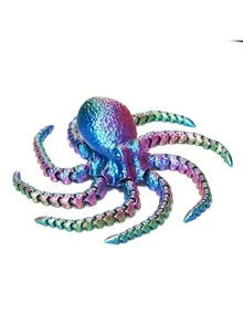 3D Printed Flexible Octopus, Laser Octopus Colorful Soft Creature, Freely Movable Joints, Creative Toy That Can Be Freely Shaped, Christmas New Year Character Gift, Desktop Decor Aquarium Landscape (Random Eyes) - Purple - View 3
