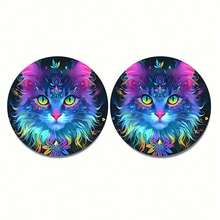 2 件猫咪汽车杯架，2.8 英寸圆形装饰性汽车杯垫，家用和汽车饮料杯垫，男女通用汽车内饰配件，装饰性杯垫，适合作为节日和生日送给家人和朋友的礼物 - 彩色 - 查看 14