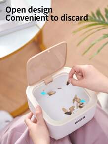 1 个带按压顶盖的垃圾桶，北欧现代废纸篓，适用于厨房、浴室、卧室、客厅、办公室、户外的塑料垃圾桶，防狗垃圾桶...