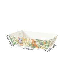 10/24pcs Green Forest Fox, Owl Food Boxes, Fries Boxes, Popcorn Boxes, Party Decorations And Movie Night Snack Boxes, Suitable For Lunch Box, Bakery Bread, Burger Restaurant - Multicolor - View 2