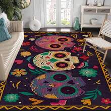 1pc Thickened 0.47 Inch/1.2cm Skull Non-Slip Kitchen Mats,Perfect For Halloween, Day Of The Dead & Easter Decor,Durable,Non-Slip,For Bedroom, Living Room, Laundry, And Bathroom,Halloween Decor,Home Decor Halloween Party - Multicolor - View 8