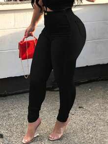 Womens Classic High Waisted Skinny Stretch Curvy Butt Lifting Jeans Slim Fit Denim Pants - 黑與白 - 查看 2
