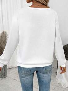 Women's Casual Leopard Print Bow Crew Neck Long Sleeve Sweatshirt, Streetwear For Daily Wear, Autumn/Winter