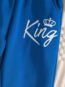 3pcs/Set Young Boy Letter Print Casual Pants, Autumn/Winter Sports Trousers