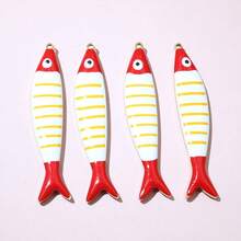 2pcs 40x8mm Enamel Stripe Fish Charms Pendant Stainless Steel DIY Jewelry Making Accessories Findings For Necklace Earrings - Fish - View 7