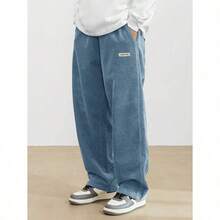 Men's Solid Color Casual Everyday Trousers Men's Streetwear Pants, Boy Friend Gifts, Back To School - 淺藍色 - 查看 1