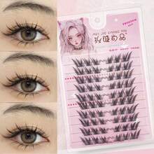 Ciglia finte Ondine da 60/100/120 ciuffetti, senza colla, non rimovibili, con steli sottili, ciglia segmentate simulate, ciglia morbide a più segmenti di grande capacità, ciglia finte a singolo ciuffetto per principianti