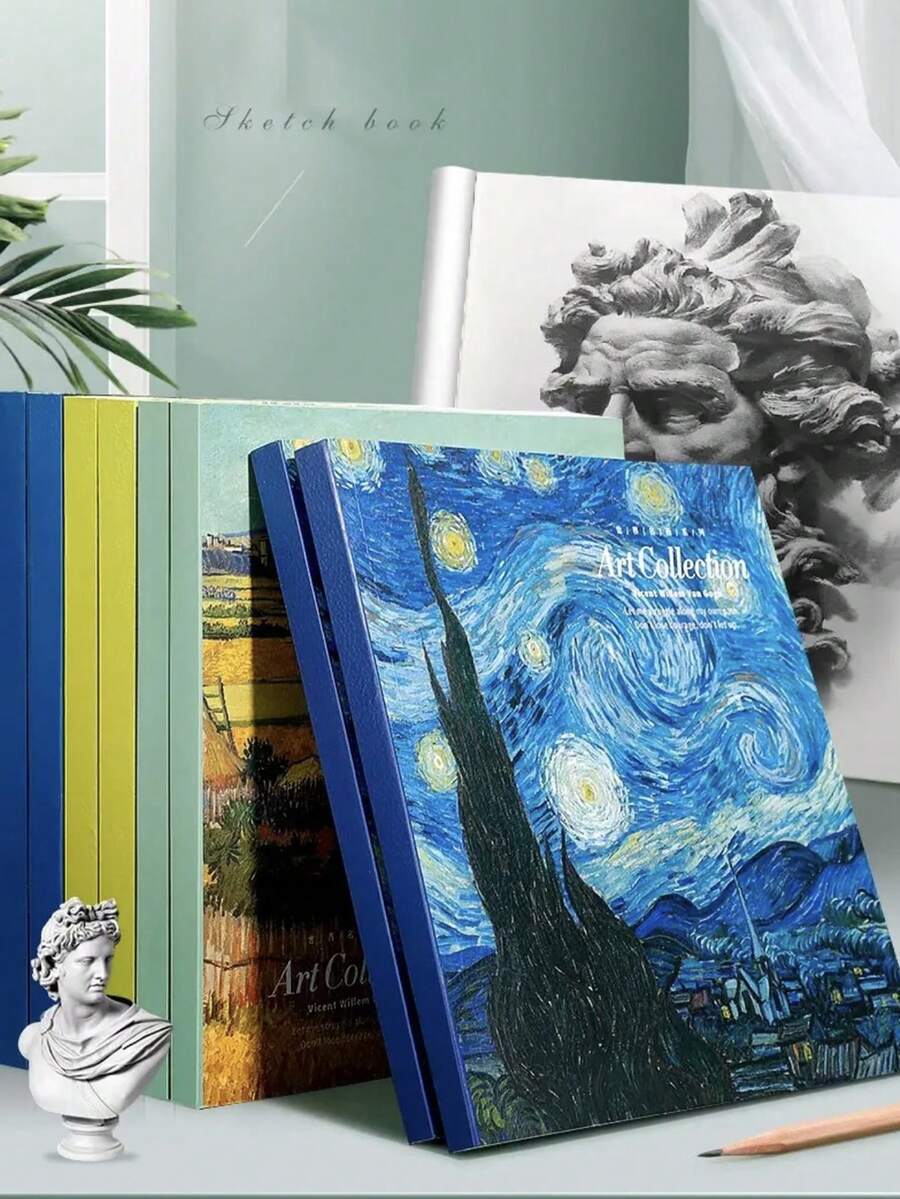 Square Oil Painting Sketch Book,Thick Blank Pages Sketch Book Art Drawing Book Graffiti Color Pencil Drawing Book Can Be Used For Sketching, Calculation Draft Book, Graffiti Notes, Etc,200 Pages Thick Watercolor Sketchbook, Van Gogh'S Inspiration Oil Painting, Blank Painting Diary,Portable Travel Sketchbook - one-size - View 1