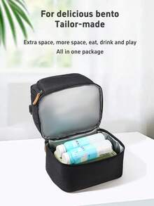 一件代发女款新款灰色时尚双层婴儿奶瓶包保温包适合日常出行双肩单肩手提换尿布包多功能保鲜储奶冰袋 - 黑色 - 查看 7