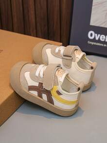 1 双婴儿鞋，婴儿运动鞋，适合 1-7 岁男孩和女孩的幼儿学步鞋，皮革鞋面休闲鞋，防滑软底，春秋 - 卡其色 - 查看 4