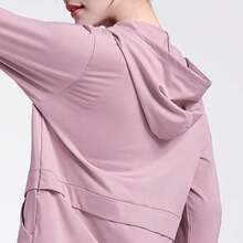 CAMEL CROWN Women's Yoga Jacket With Hood, Fleece Lined, Loose Fit Long Sleeve Workout Top - Smoky Purple - View 4