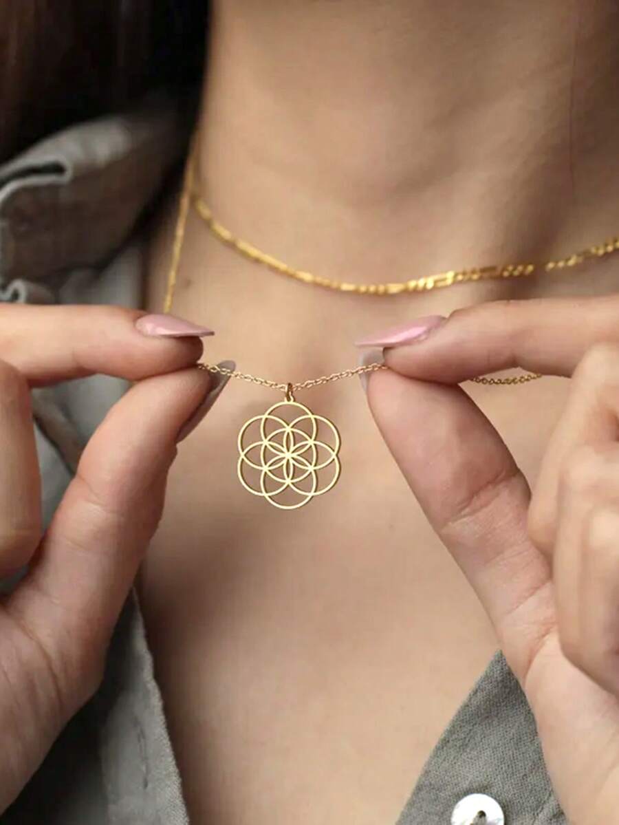 suteyi Flower Of Life Necklace, Sacred Geometry Pendant, Birthday Gift For Her, Holistic Healing Necklace, Great Gift For Girlfriend - Multicolor - View 1