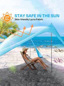 Tienda de campaña para playa y exterior, refugio solar, toldo de camping a prueba de viento, de una sola pieza, con protección UPF50+, tienda de campaña portátil para familia