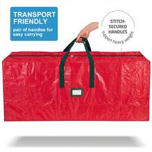 9 Ft Christmas Tree Storage Bag - Durable Heavy Duty Extra Large Artificial Xmas Holiday Tree Bag With Reinforced Handles And Dual Zippers Wide Opening - Christmas Decorations- Red - Red - View 3