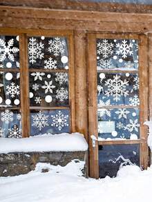 4sheets/Set, 137 Sheets Christmas Window Stickers - 4 Sheets Christmas Window Stickers Snowflake Christmas Decoration Christmas Window Stickers Holiday Window Stickers Winter Decoration Holiday, Snowflake Window Stickers - Static White Snowflake Christmas And Winter Door Decorations - Multicolor - View 8
