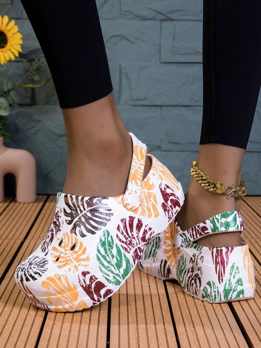 Novos sapatos de jardim femininos, sapatos baixos ajustáveis e soltos, chinelos para quarto/viagem/praia, salto de 7 cm