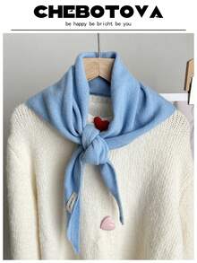 1PC Autumn Decorative Solid Color Wool Knit Triangle Scarf Women's Outerwear Fake Collar Decorative Air-Conditioned Room Scarf Fashion Shawl - Multicolor - View 22