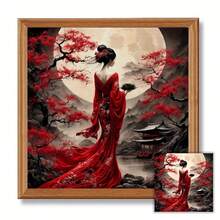 1PC Frameless 40x40cm/15.7x15.7ln Printed Cross Stitch Kit, 11/14CT. Elegant Ladies Design. For Beginners. Includes Canvas, Needles, Threads, Guide. Wall Art For Home/Office. Great Gift. Relaxing DIY Craft. - Multicolor - View 3