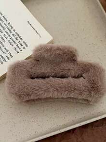 4 pièces Nouveaux clips carrés en peluche grande taille pour l'automne/l'hiver, pinces à cheveux, accessoires pour cheveux pour femmes. Pinces à cheveux mode automne, accessoires automne, pince à cheveux pour la beauté, pour la maison, pour les cadeaux, pour les tenues de vacances pour femmes - Multicolore - Voir 10