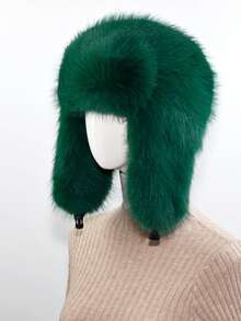 1pc Thick Faux Fox Fur Trapper Hat, Hat And Scarf Set Suitable For Autumn/Winter Outdoor Activities, Warm & Versatile For Hiking, Skiing, Cycling And Daily Wear, Retro Acrylic Bucket Hat, Fleece Lined Aviator Hat, Halloween Gift