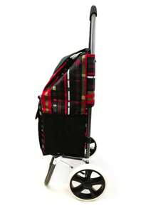 带隔热口袋的购物手推车，方便爬楼梯，防水，耐磨，高品质，带软轮，采用优质牛津布制成，有多种颜色可供选择，99 X 24 X 32厘米，高度99厘米，最大承重50公斤 - 紅色格子HK - 查看 4