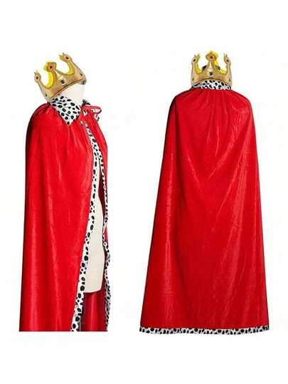 150cm/130cm/90cm Christmas Carnival Party Cape King Prince Cosplay Costume Crown Wand Shawl Activity Party Performance Costume Halloween