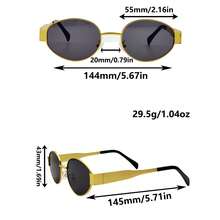 3 piezas Gafas de moda para mujer con marco metálico ovalado, nuevo accesorio decorativo de estilo callejero Y2K - Juego de 3 piezas - Ver 5