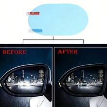 2-Pack Car Rearview Mirror Rain Film, Full-Screen Anti-Fog And Waterproof Film, Improve Safety And Visibility, Ensure Smooth Driving In Rainy And Foggy Weather, Outdoor Storage - Multicolor - View 2