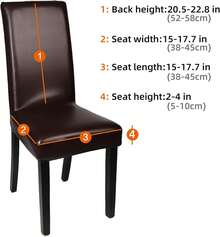 YISUN Dining Chair Covers, Solid Pu Leather Waterproof And Oilproof Stretch Dining Chair Protector Cover Slipcover (Deep Coffee, 6 Pack)