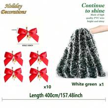 New 4m Long Deep Green & White-Green Color Christmas Snowflake Garland. Artificial Evergreen, Christmas Tree Decor Garland, Christmas, New Year, Holiday Market Ceiling Decor Hanging Streamer, Christmas Tree Ornament,Fake Plants Home Decor Christmas Decorations Room Decor