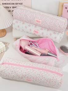 1 Peça de Bolsa de Armazenamento de Secador de Cabelo com Padrão Floral e Laço, Bolsa de Armazenamento de Modelador de Cabelo, Bolsa de Armazenamento de Secador de Cabelo Portátil para Viagem, Bolsa Cosmética Multifuncional Portátil para Viagem, Bolsa de Viagem para Armazenamento de Artigos de Toalete, Capa Protetora à Prova de Poeira que Pode Armazenar Secadores de Cabelo, Ferros de Ondular, Chapinhas, Grampos de Cabelo, Pentes, Necessidades de Cruzeiro e Férias, Presentes de Dama de Honra de Casamento, Presentes de Feriado