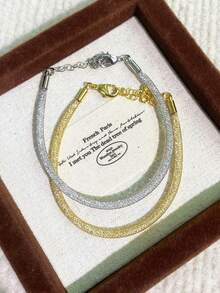 1 chiếc vòng tay chuỗi dệt nhấp nháy trang sức nữ cho phụ nữ bạc 925 vòng tay tinh tế quà tặng trang sức cao cấp cho bạn gái trang trí hẹn hò hàng ngày cho chị em tình bạn - Vòng tay bện - Xem 5