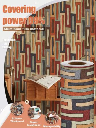 1 卷 1m/3m/5m 复古彩色格子手绘壁纸，可移除和自粘乙烯基接触纸，DIY 家居装饰，适用于卧室、厨房、客厅、浴室、橱柜、家具翻新墙纸墙贴房间装饰墙面装饰客厅装饰墙面装饰