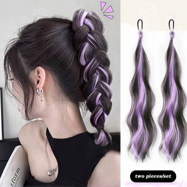 Chouchou en fibre synthétique de 18 pouces pour queue de cheval, formateur de chignon désordonné, extension de cheveux colorés dégradés, convient pour le coiffage, la tresse, le chignon, le relevé, en couleurs marron, noir, rose, violet, bleu, vert