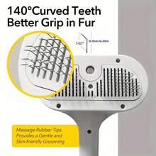 3-In-1 Pet Epilator & Massager With 140 Soft Stainless Steel Combs, Silent And Painless Grooming Tools, USB Rechargeable, Water Tank & Release Button For Cats & Dogs, Cat Grooming Brush - 白色貓刷 - 查看 4