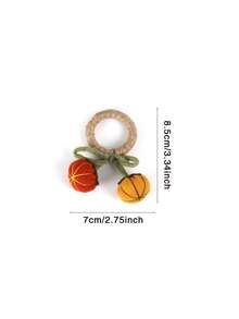 1/4/6 pièces Anneaux de serviette en toile de jute double citrouille d'Halloween, convient pour la décoration de table d'Halloween, porte-serviettes citrouille de Thanksgiving - Multicolore - Voir 7