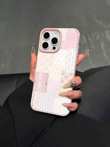 Floral Patchwork Mobile Phone Case, Designed With Delicate Flowers And Pastel Colors, Suitable For IPhone 16, 15, 14, 13, 12 And 11 Pro Models, Made Of TPU Material, And Provides Shockproof Protection. Perfect For Family, Friends, Children, Birthdays, Spring, Holidays, Boyfriends, Girlfriends, And Valentine's Day Gifts - 粉紅色44 - 查看 3