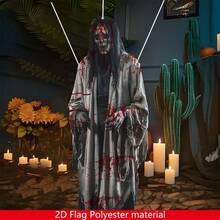1 Piece, 2D Halloween Bride Flag, 15.8 Inches * 39.5 Inches, Halloween Horror Atmosphere Decoration Entrance Courtyard, Halloween Hanging Skull, Suitable For Courtyard Decoration, Halloween Decoration Flag